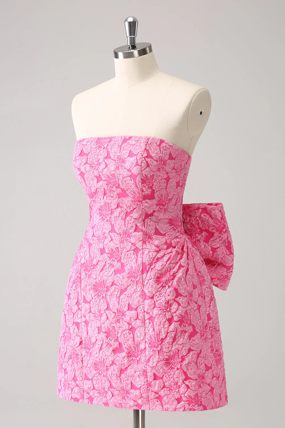 Fuchsia A Line Floral Strapless Short Full Of Charm Homecoing Dress