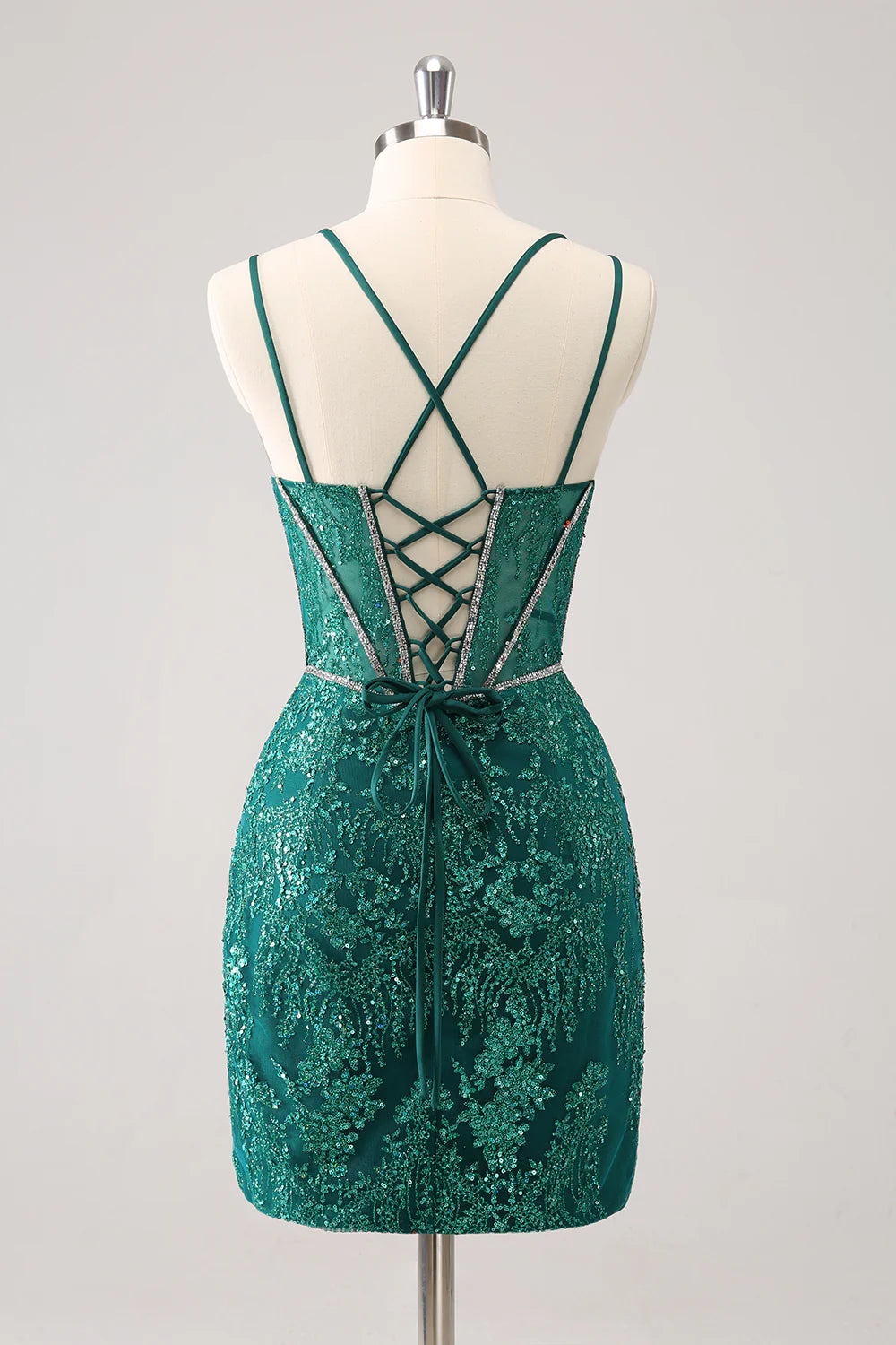 Sparkly Dark Green Corset Tight Short Full Of Charm Homecoing Dress