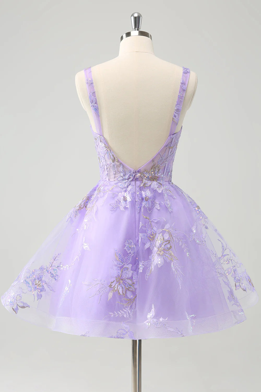 Sparkly Lilac Corset A Line Floral Short Full Of Charm Homecoing Dress