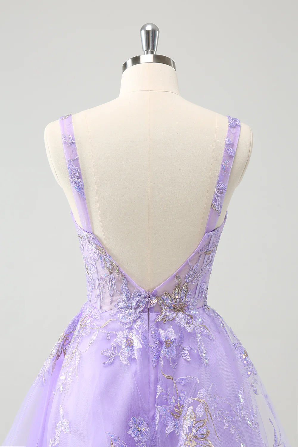 Sparkly Lilac Corset A Line Floral Short Full Of Charm Homecoing Dress