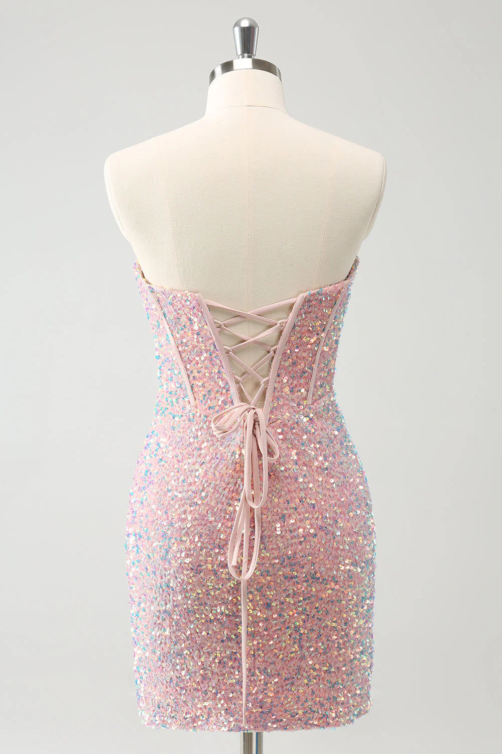 Glitter Blush Spaghetti Straps Tight Short Full Of Charm Homecoing Dress