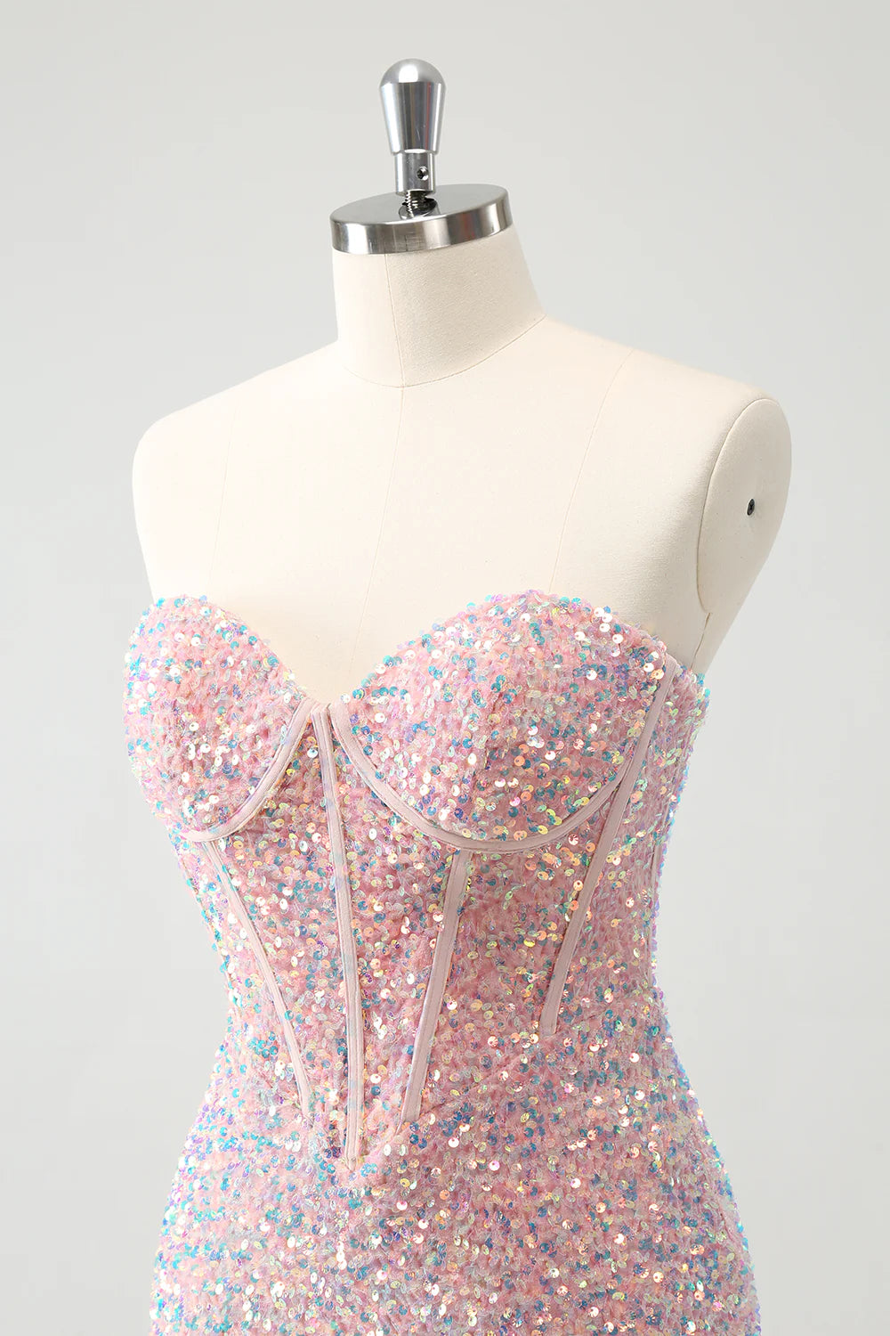 Sparkly Strapless Light Pink Tight Short Full Of Charm Homecoing Dress