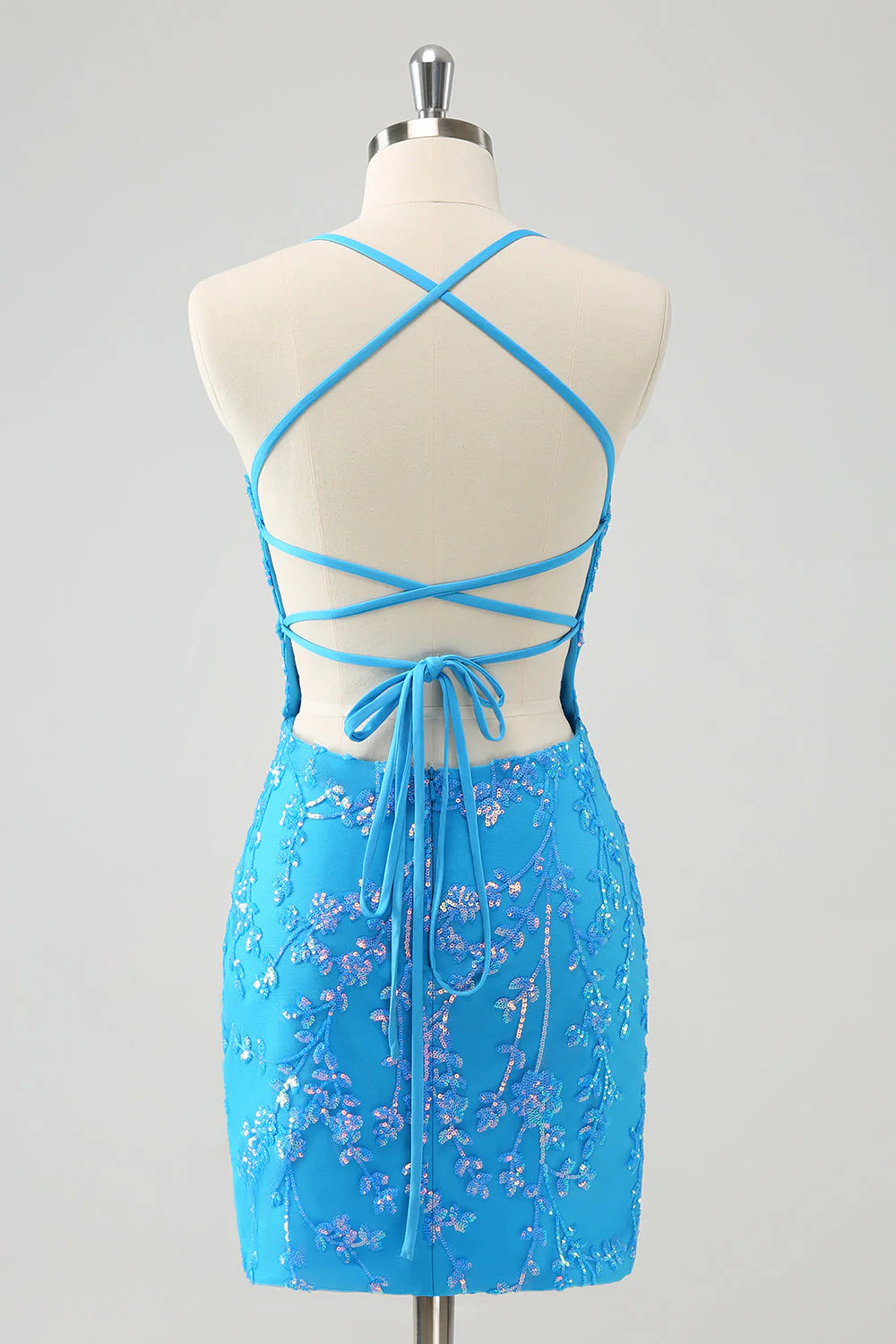 Sparkly Sky Blue Tight Short Full Of Charm Homecoing Dress