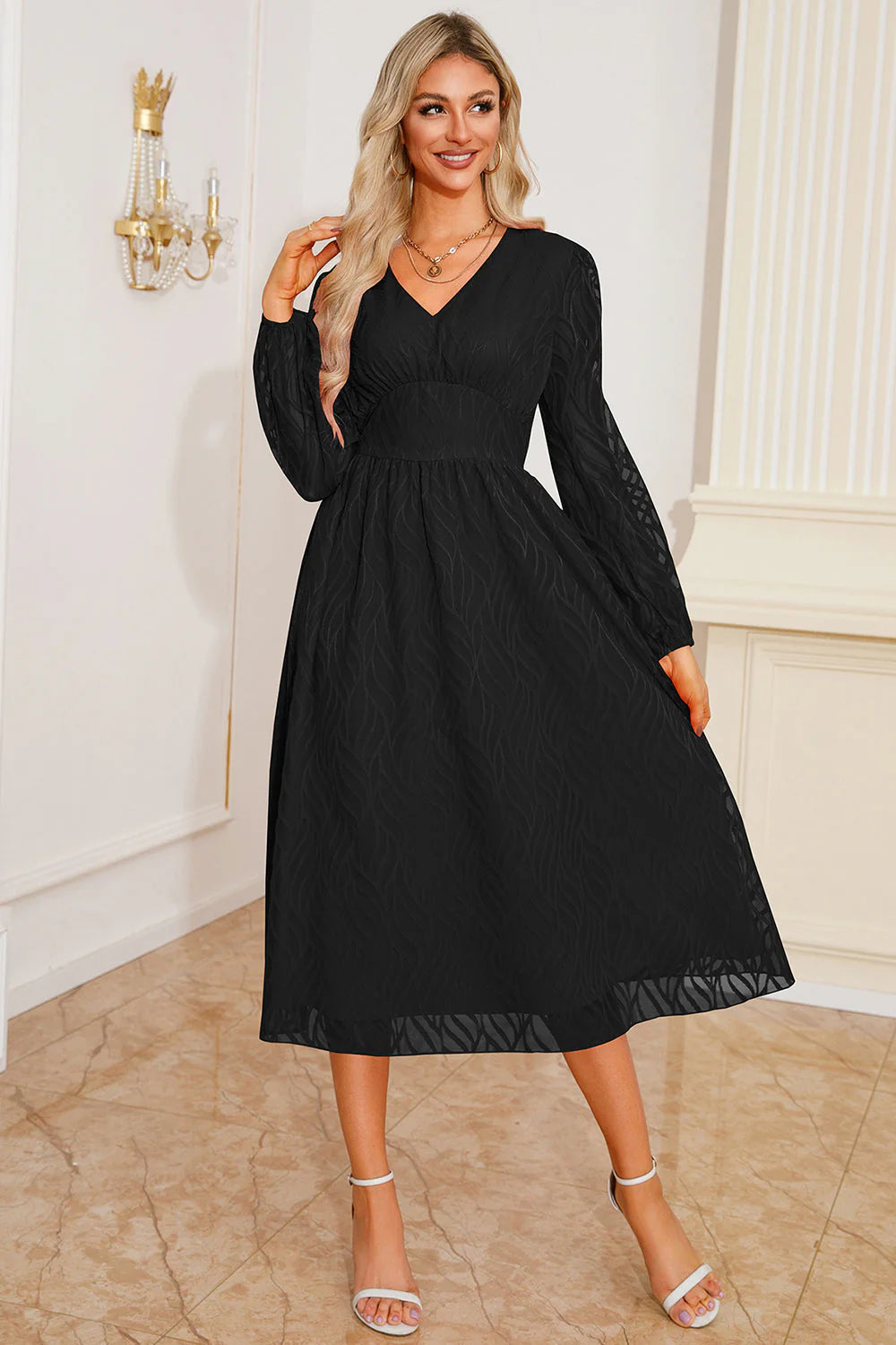 Black A Line V-Neck Full Of Charm Mother Of The Bride Dress