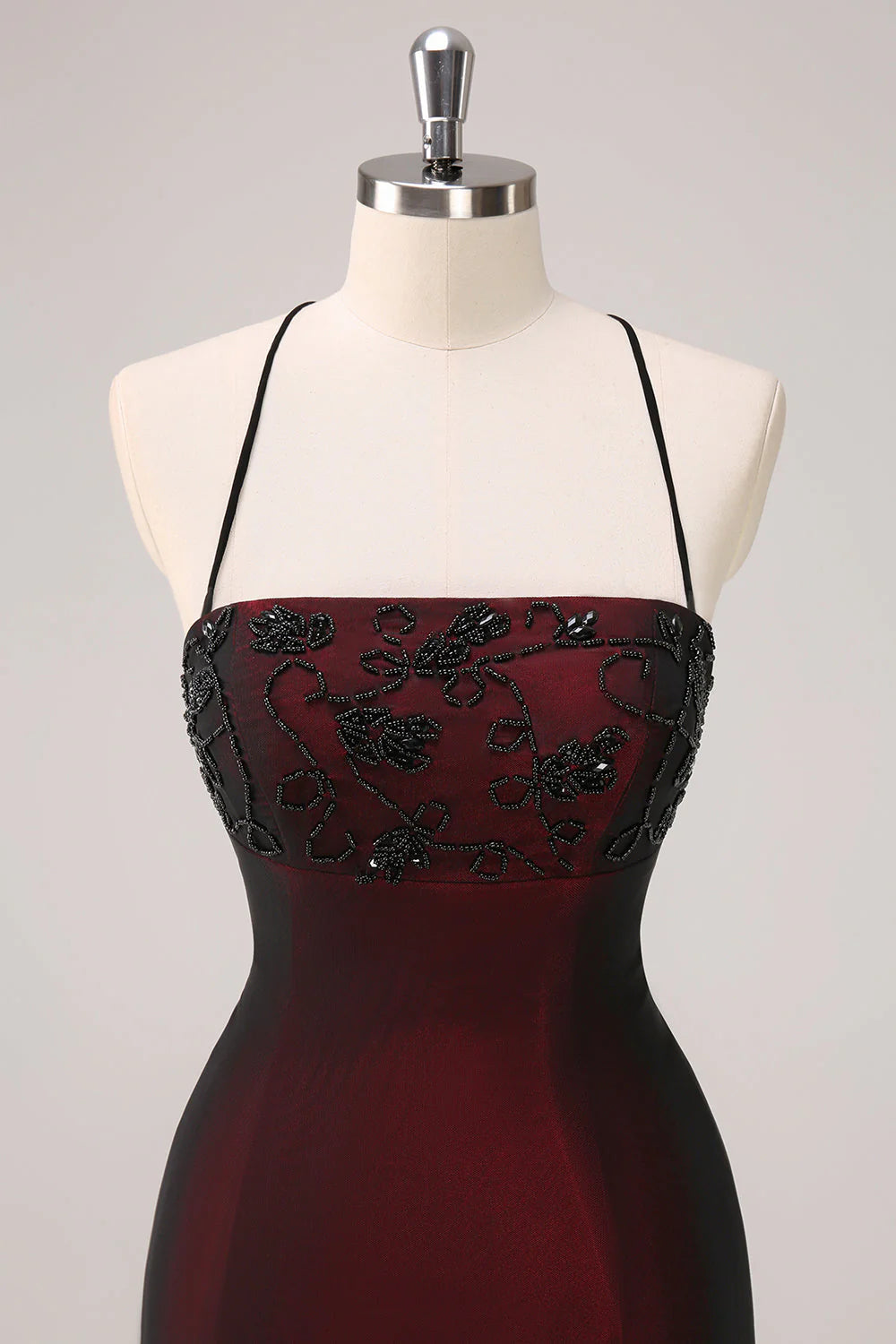 Black Red Spaghetti Straps Mermaid Long Unique Design Full Of Charm Prom Dress