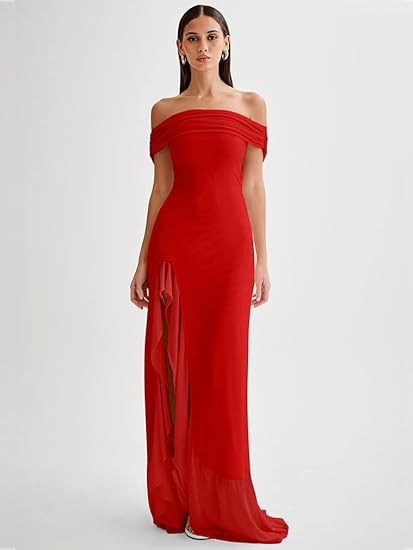 Women's Sexy Formal Off Shoulder Sleeveless Full of charm Evening Dresses