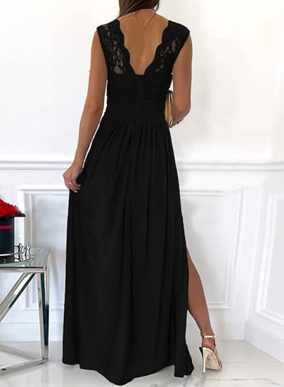 Formal Dresses Wrap V-Neck Ruched Sexy Bridesmaid Wedding Guest Maxi Dresses