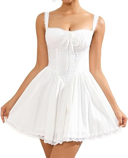 Womens Summer Mini Dress Square Neck Homecoming Dresses