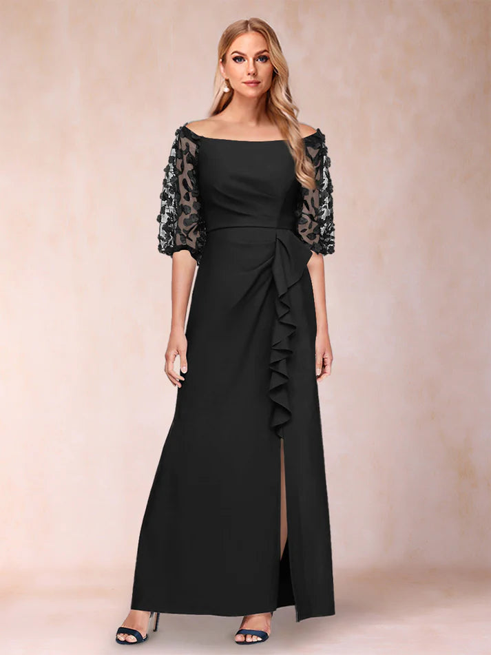Sheath Off-the-Shoulder Half Sleeves Mother of the Bride Dresses