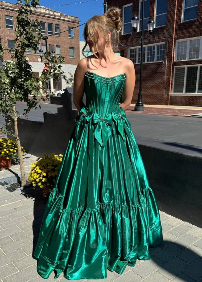 A-Line Black Scoop Neck Satin Long Retract Your Waist Prom Dresses