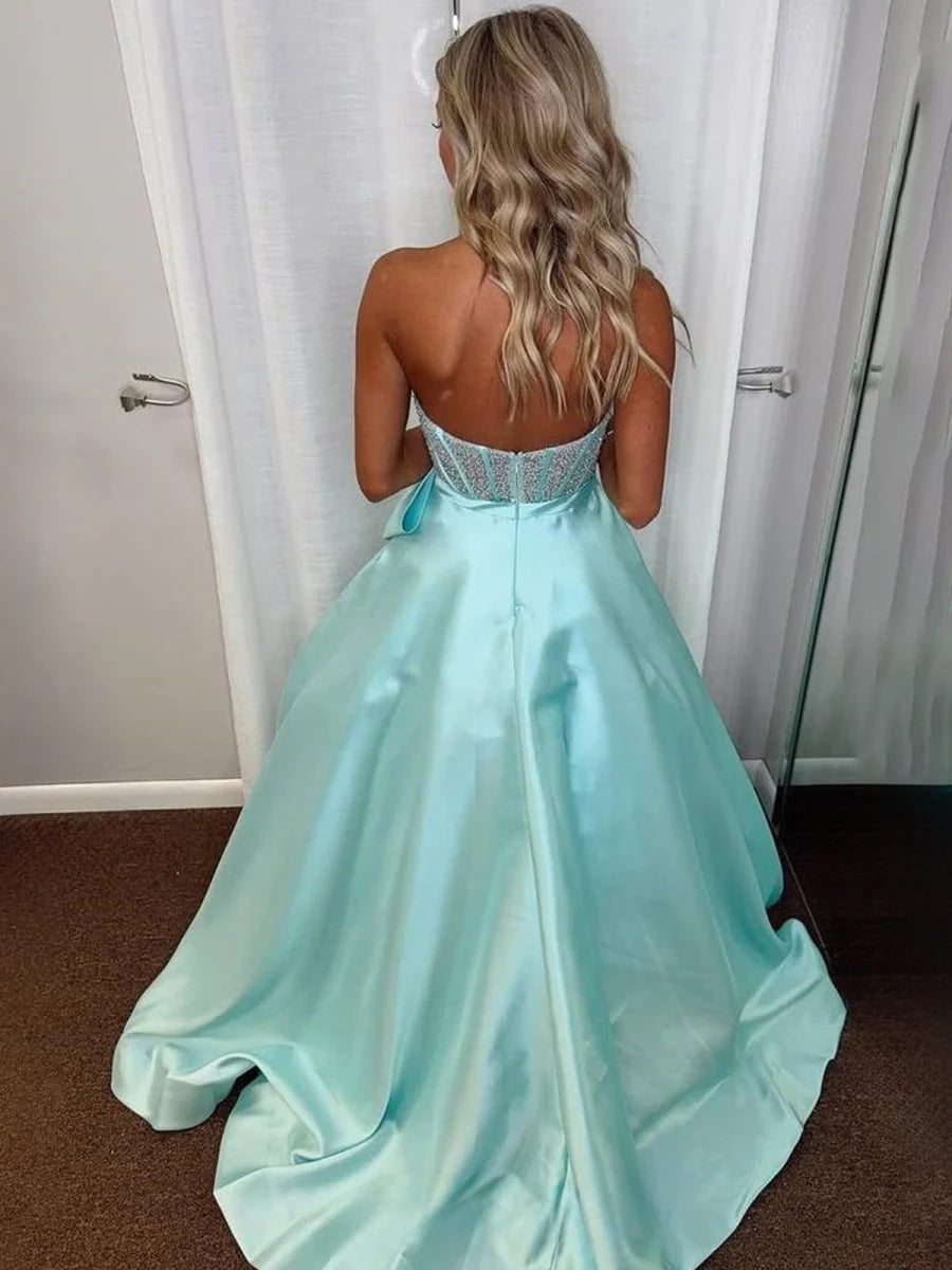 A-Line Sweetheart Lilac Beaded Long Retract Your Waist Party Dress