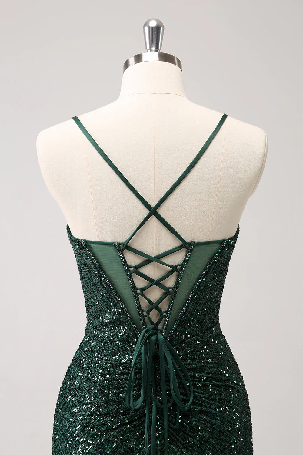 Dark Green Bodycon Spaghetti Straps Corset Shor Full Of Charm Homecoing Dress