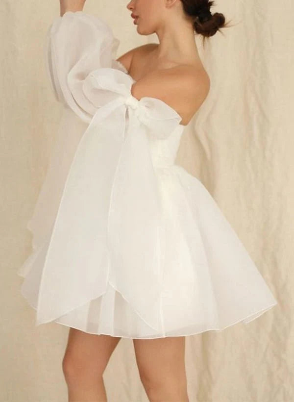 A-Line Puff Long Sleeves Short Full of charm Wedding Dresses