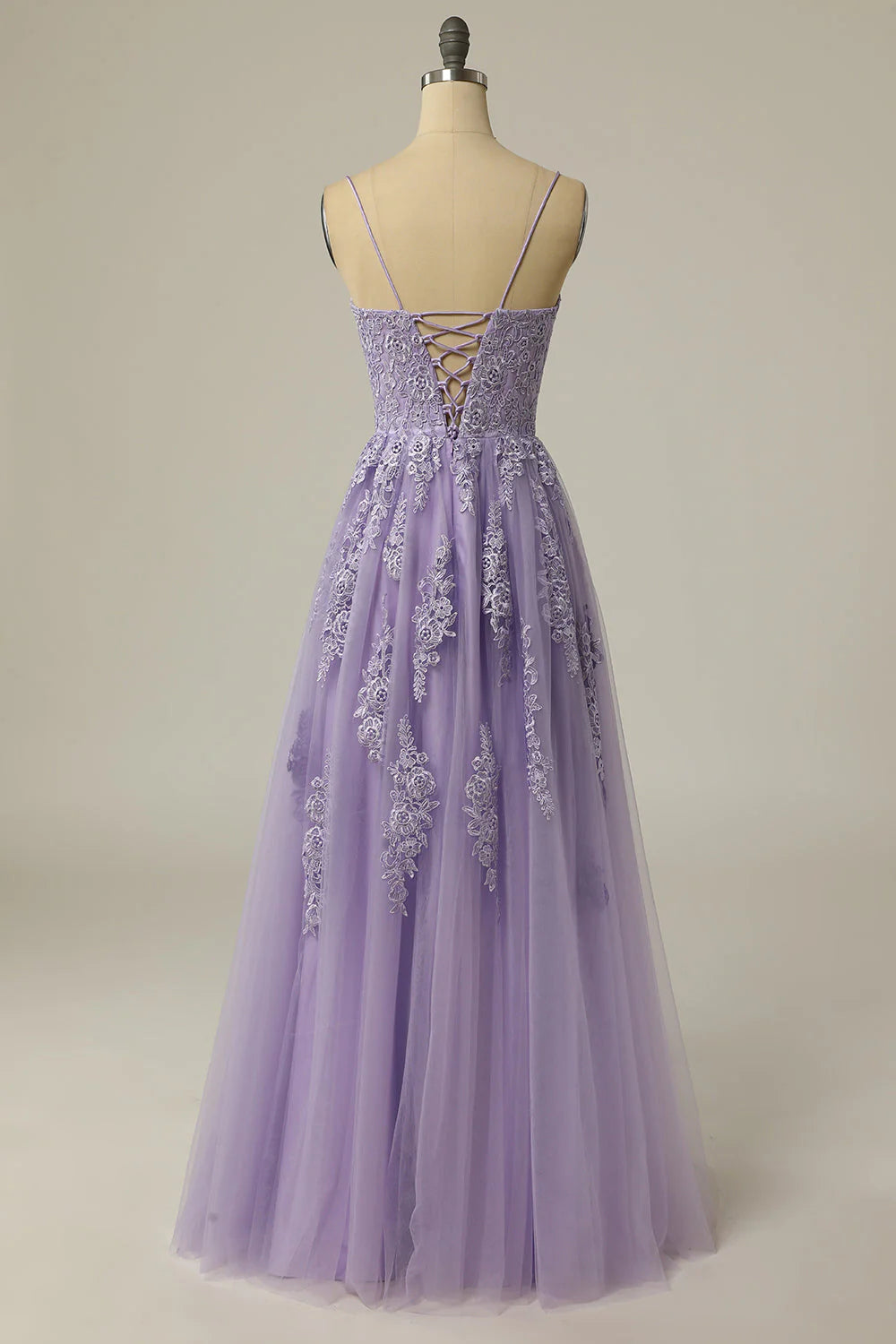Gorgeous A Line Spaghetti Straps Lavender Long Full Of Charm Prom Dress