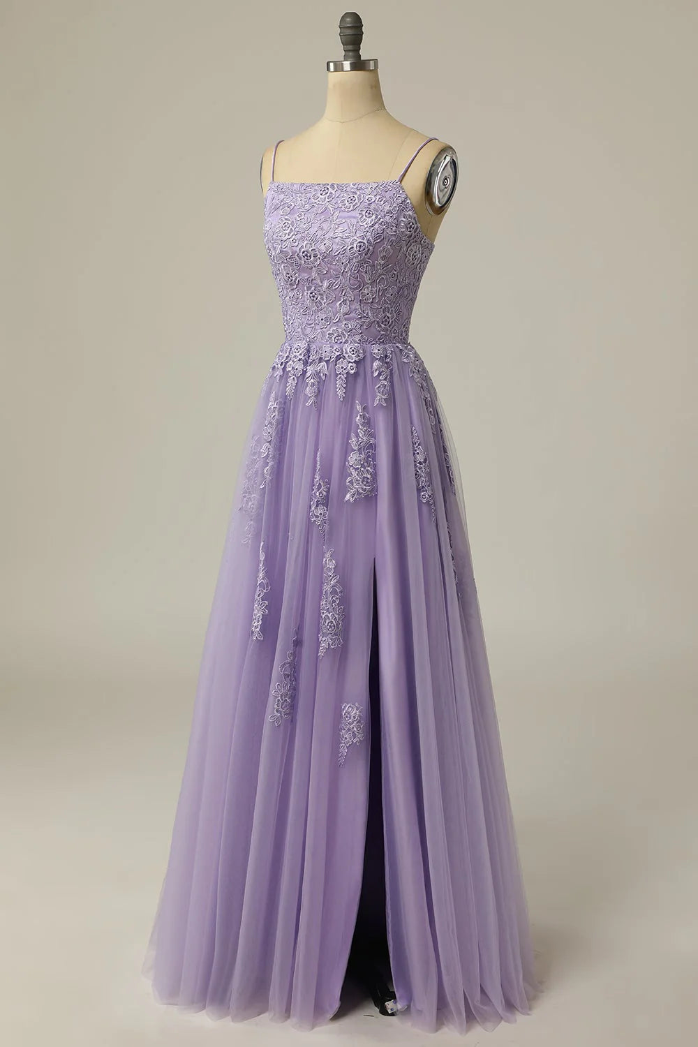 Gorgeous A Line Spaghetti Straps Lavender Long Full Of Charm Prom Dress