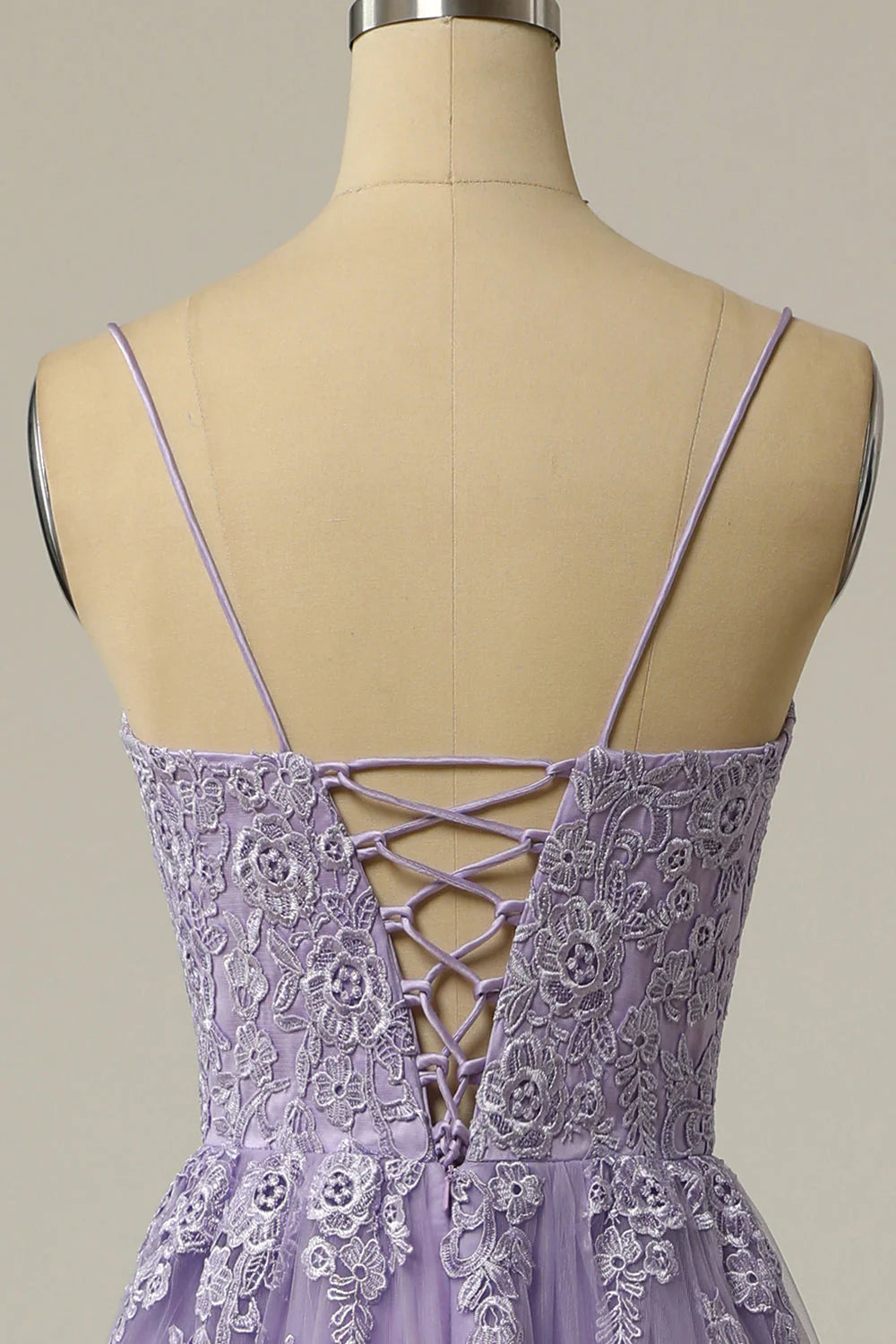 Gorgeous A Line Spaghetti Straps Lavender Long Full Of Charm Prom Dress