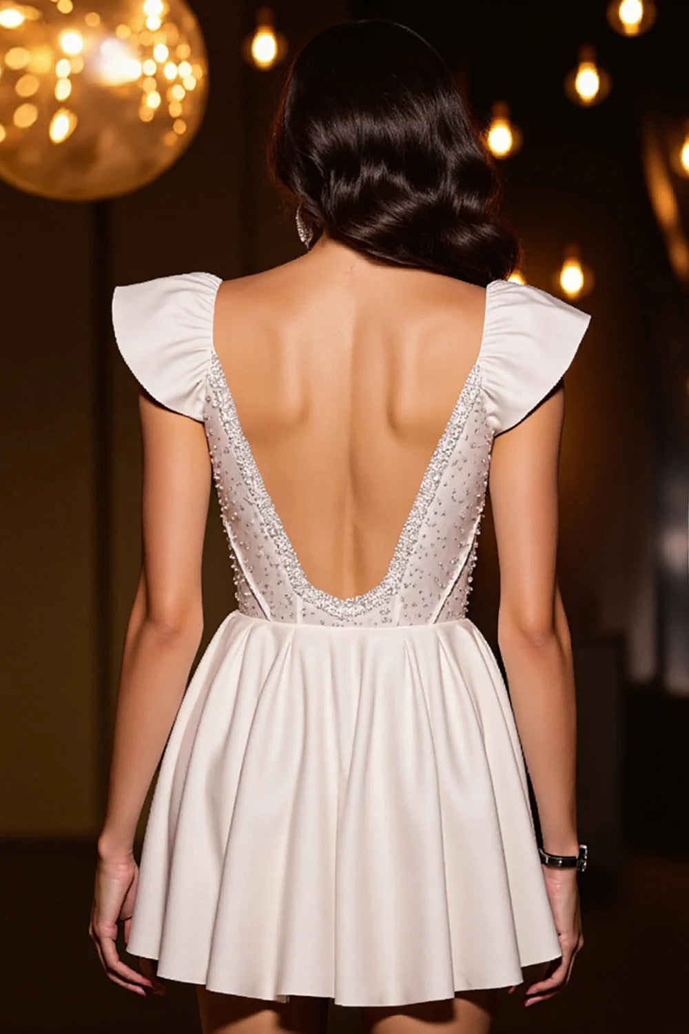 Sparkly Ivory Corset Satin A Line Short Full Of Charm Homecoing Dress