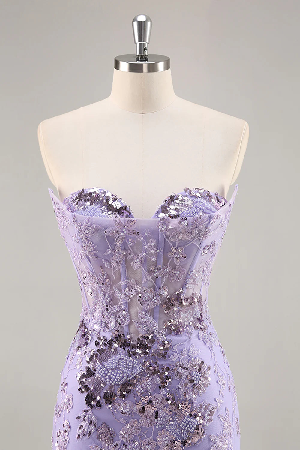 Sparkly Purple Corset Sequin Floral Short Full Of Charm Homecoing Dress