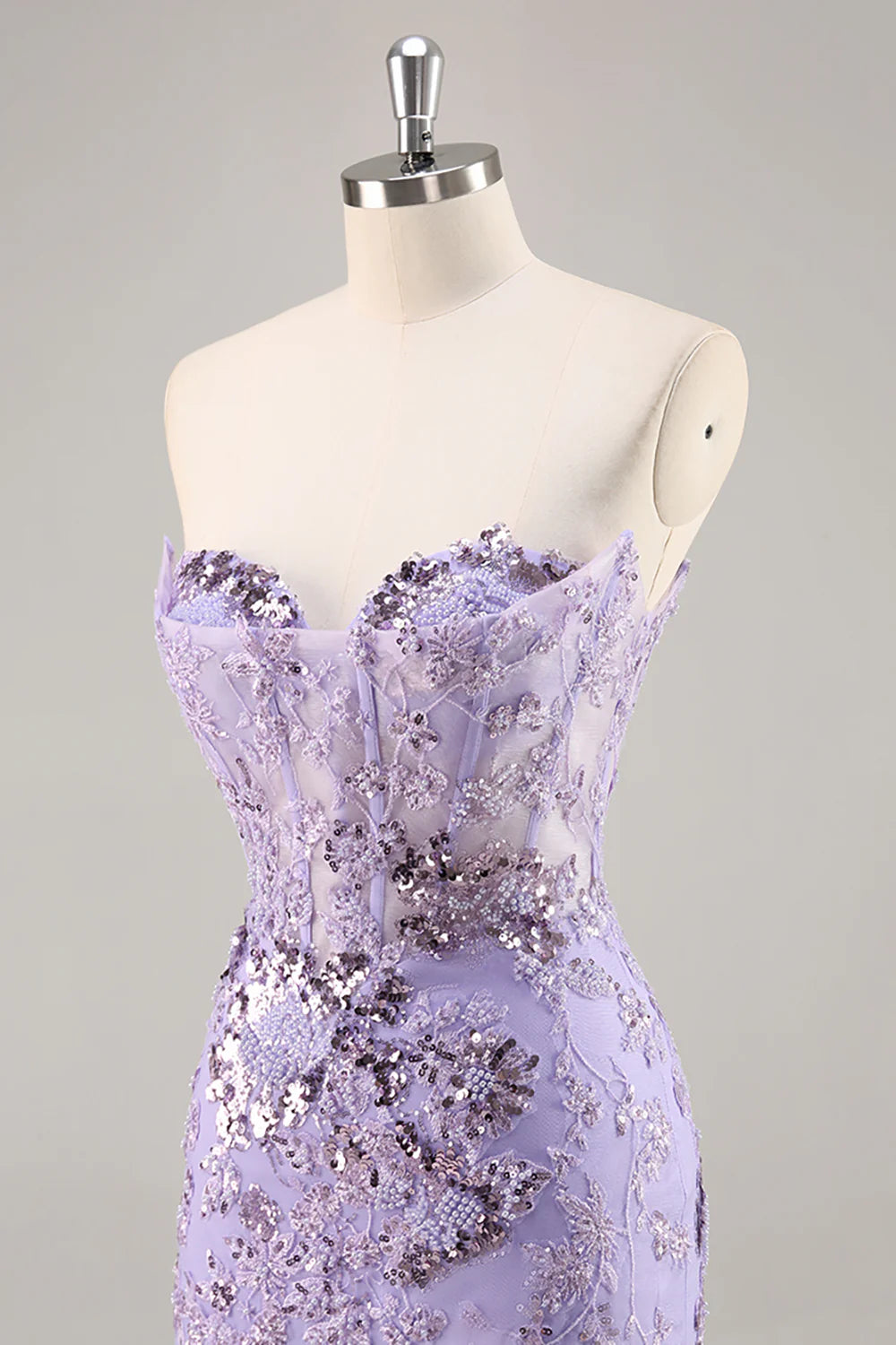 Sparkly Purple Corset Sequin Floral Short Full Of Charm Homecoing Dress