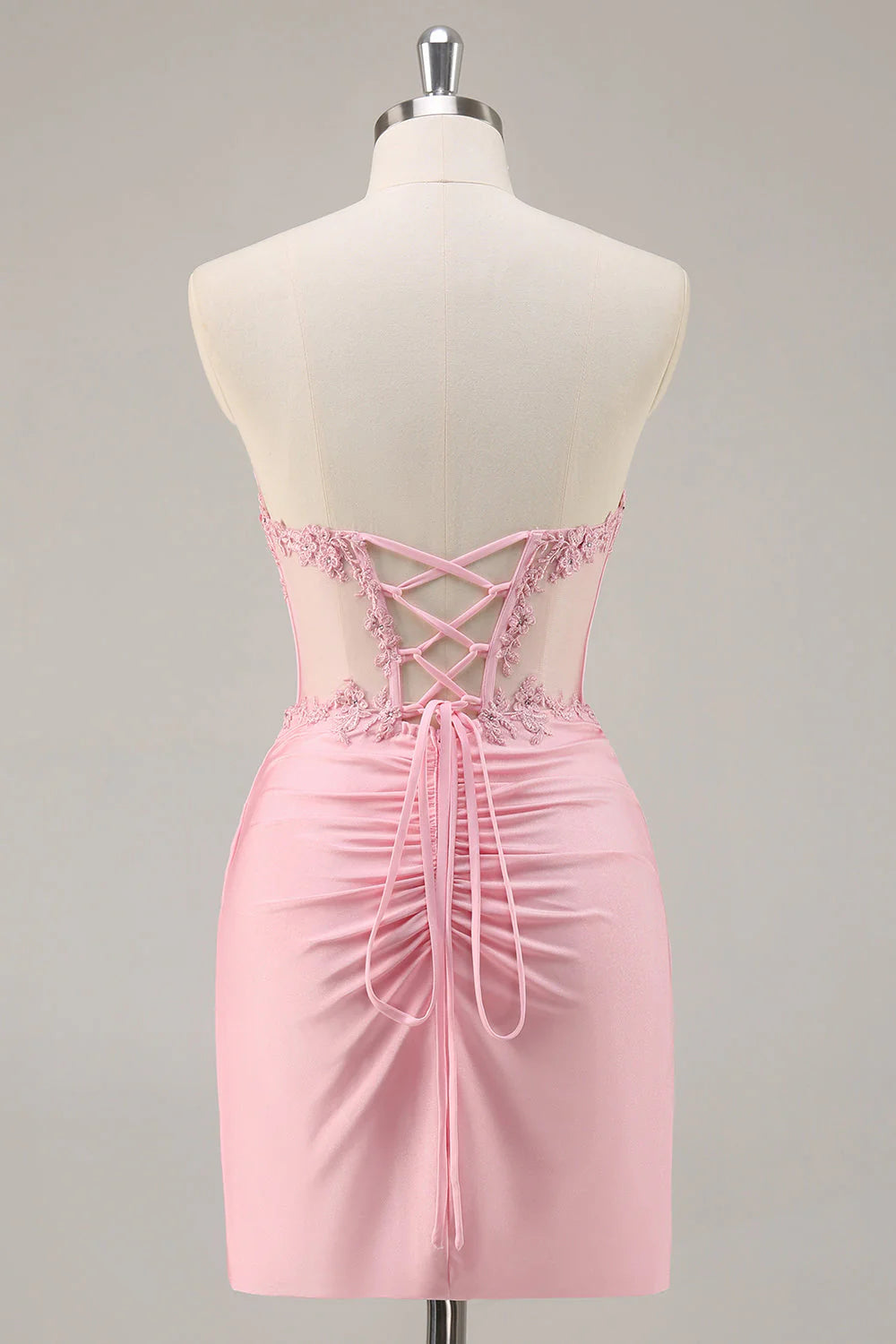 Pink Strapless Bodycon Corset Short Full Of Charm Homecoing Dress