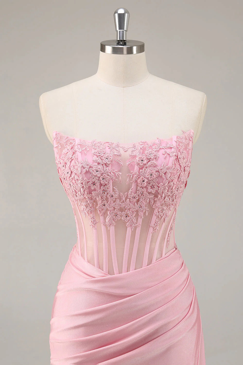 Pink Strapless Bodycon Corset Short Full Of Charm Homecoing Dress