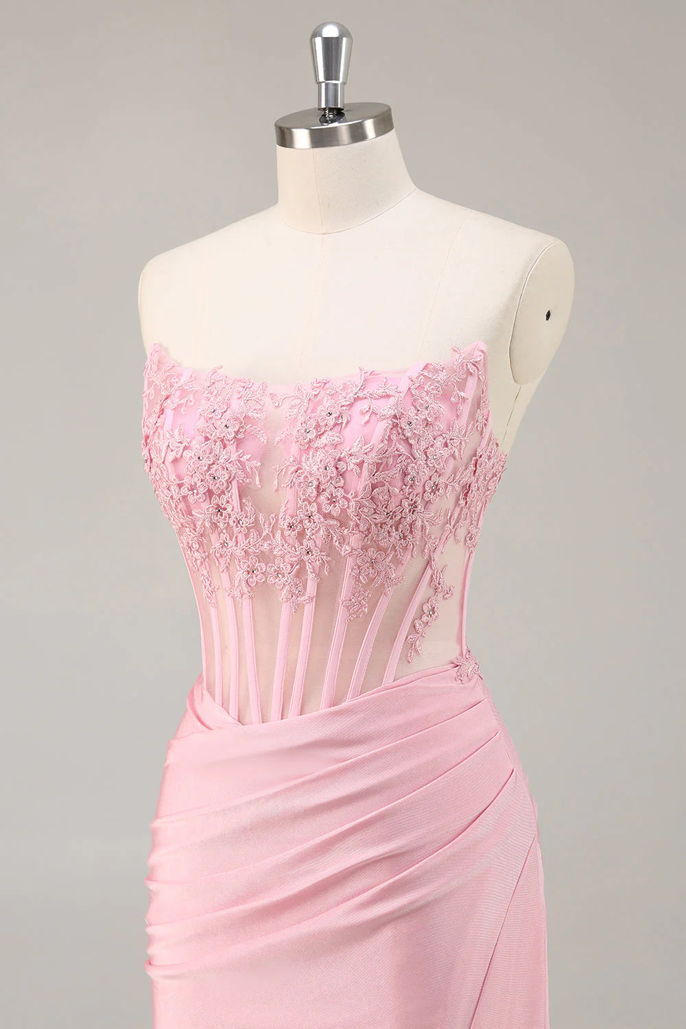Pink Strapless Bodycon Corset Short Full Of Charm Homecoing Dress