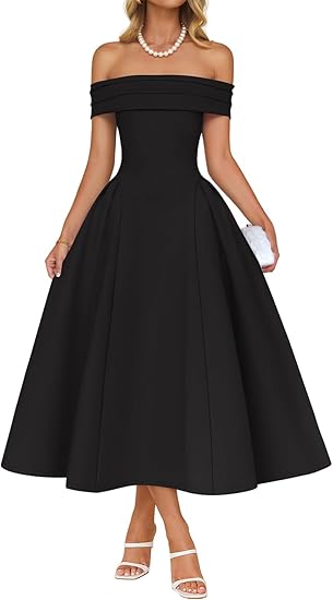 Women's Elegant Off Shoulder Short Sleeve Evening Dresses