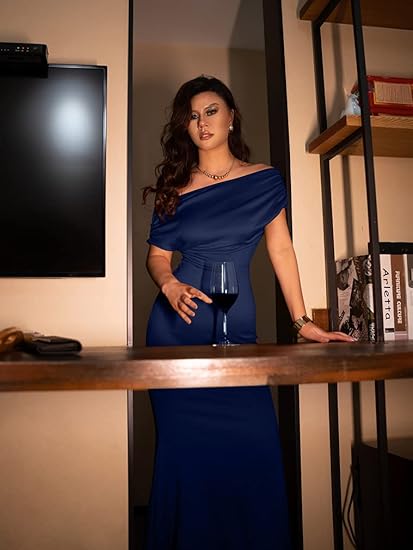 Women's Elegant Sleeveless Off Shoulder Bodycon Long Formal Party Evening Dress