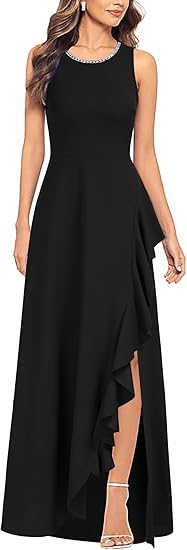 Women's Ruffle Vintage 1950s Party Swing Evening Formal Dresses