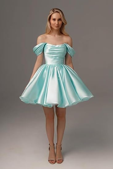 Satin Pleated A-line Short Prom Full Of Charm Homecoming Dresses