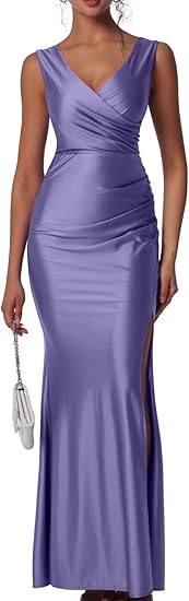 Women's Sexy Sleeveless V Neck High Split Full Of Charm Evening Dress