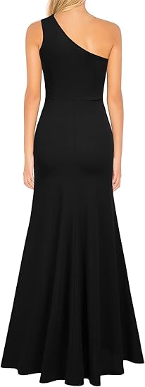 Women's One Shoulder Sleeveless Split Bodycon Evening Dress