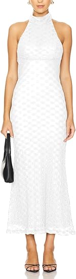 Women's Elegant Halter Neck Floral Lace Mermaid Maxi Dress Evening Dresses