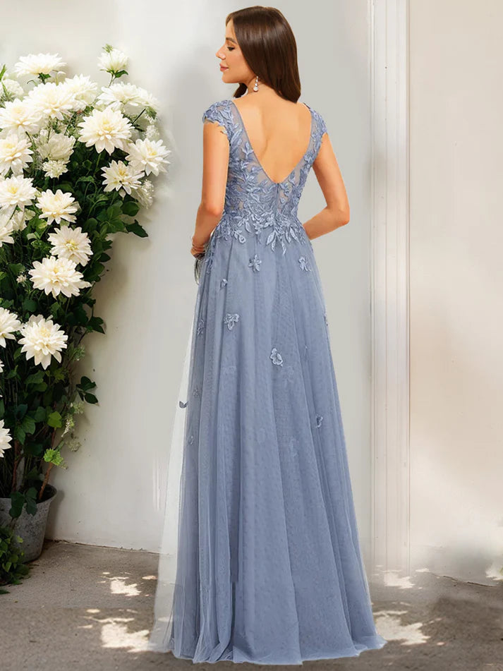 Princess V-Neck Sleeveless Applique Retract Your Waist  Prom Dresses