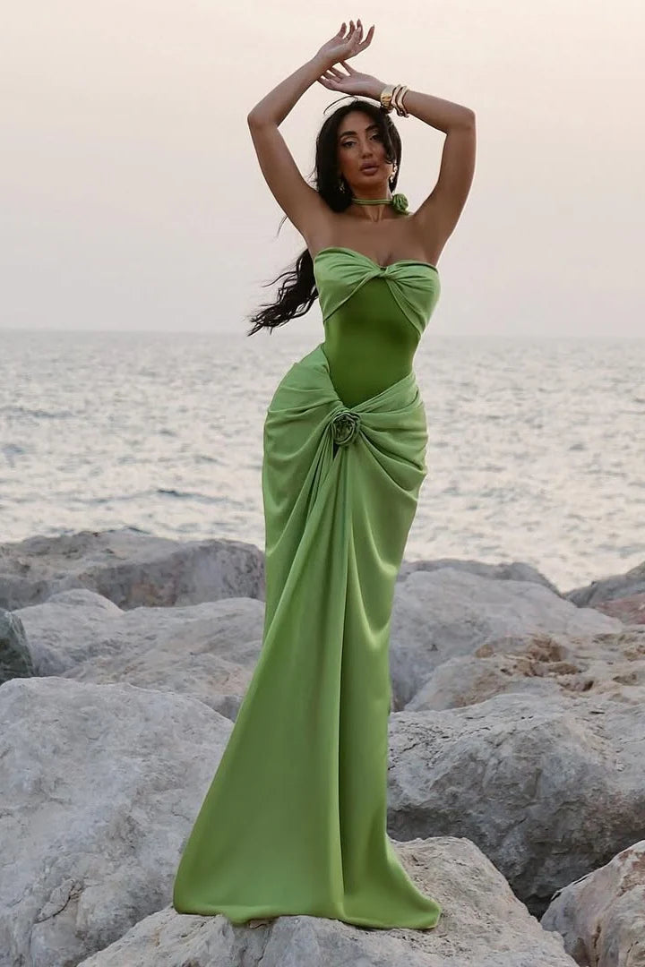 Hot Mermaid Sweetheart Green Long  Unique Design Prom Dress