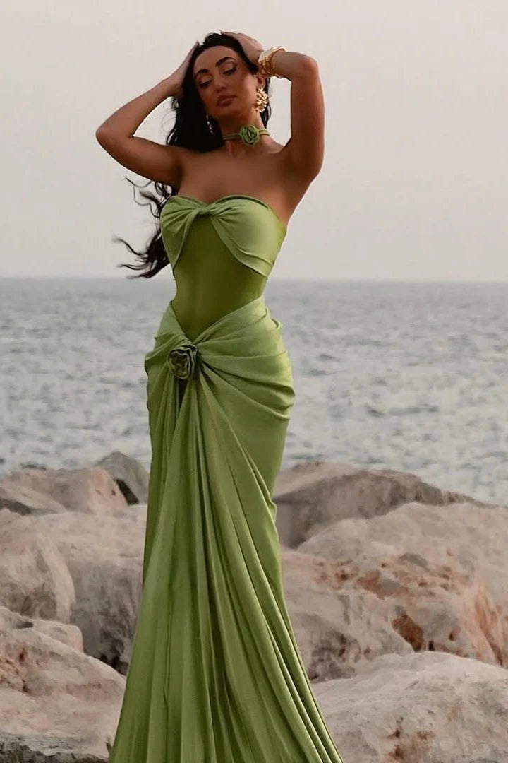 Hot Mermaid Sweetheart Green Long  Unique Design Prom Dress