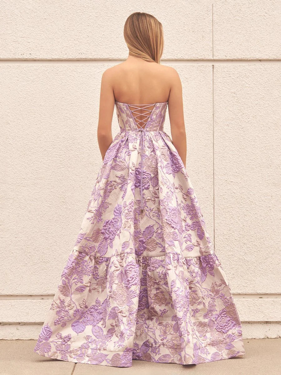 A-Line Sweetheart Floral Printed Long Full of charm Prom Dresses