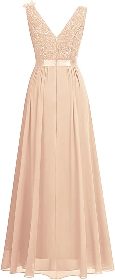 Women's Vintage V-Neck Sleeveless Sequined Split Formal Evening Maxi Dress