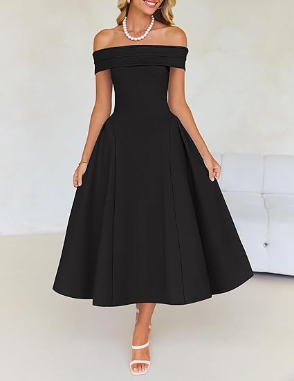 Women's Elegant Off Shoulder Short Sleeve Evening Dresses