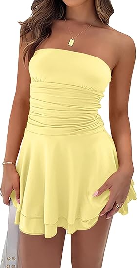 Strapless Ruched Basque Waist Ruffle Layer Mini Homecoming Dresses