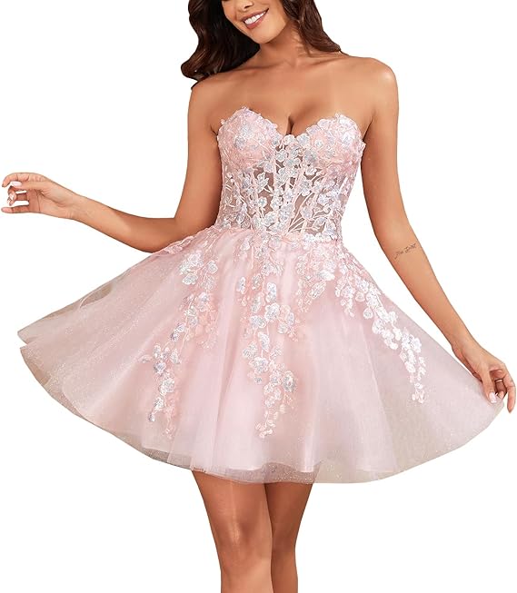 Women Short Sweetheart with Lace Appliques Full Of Charm Homecoming Dresses