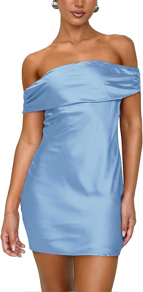 Women's Satin Off The Shoulder Mini Homecoming Dresses