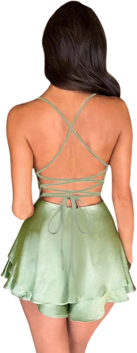 Elegant Satin Backless Mini Dress Full of charm Homecoming Dresses