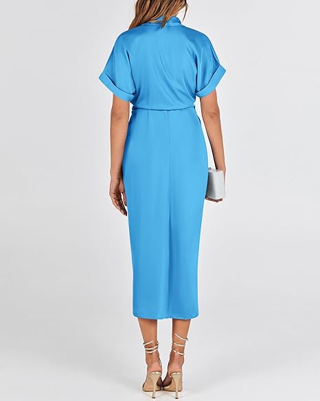 Short Sleeve Lapel V Neck Elegant Party  Full Of Charm Evening Dress