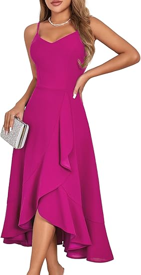 Women's Cocktail Party Dress, Formal Wedding Guest High Low Evening Dresses