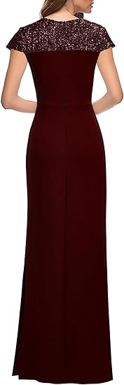 Women's Crewneck Wedding Guest Long Full Of Charm Formal Dresses