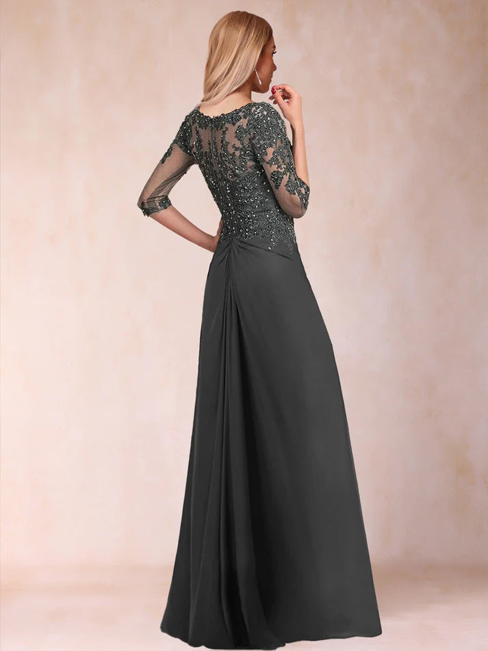 Column V-Neck Half Sleeves Full of charm Mother of the Bride