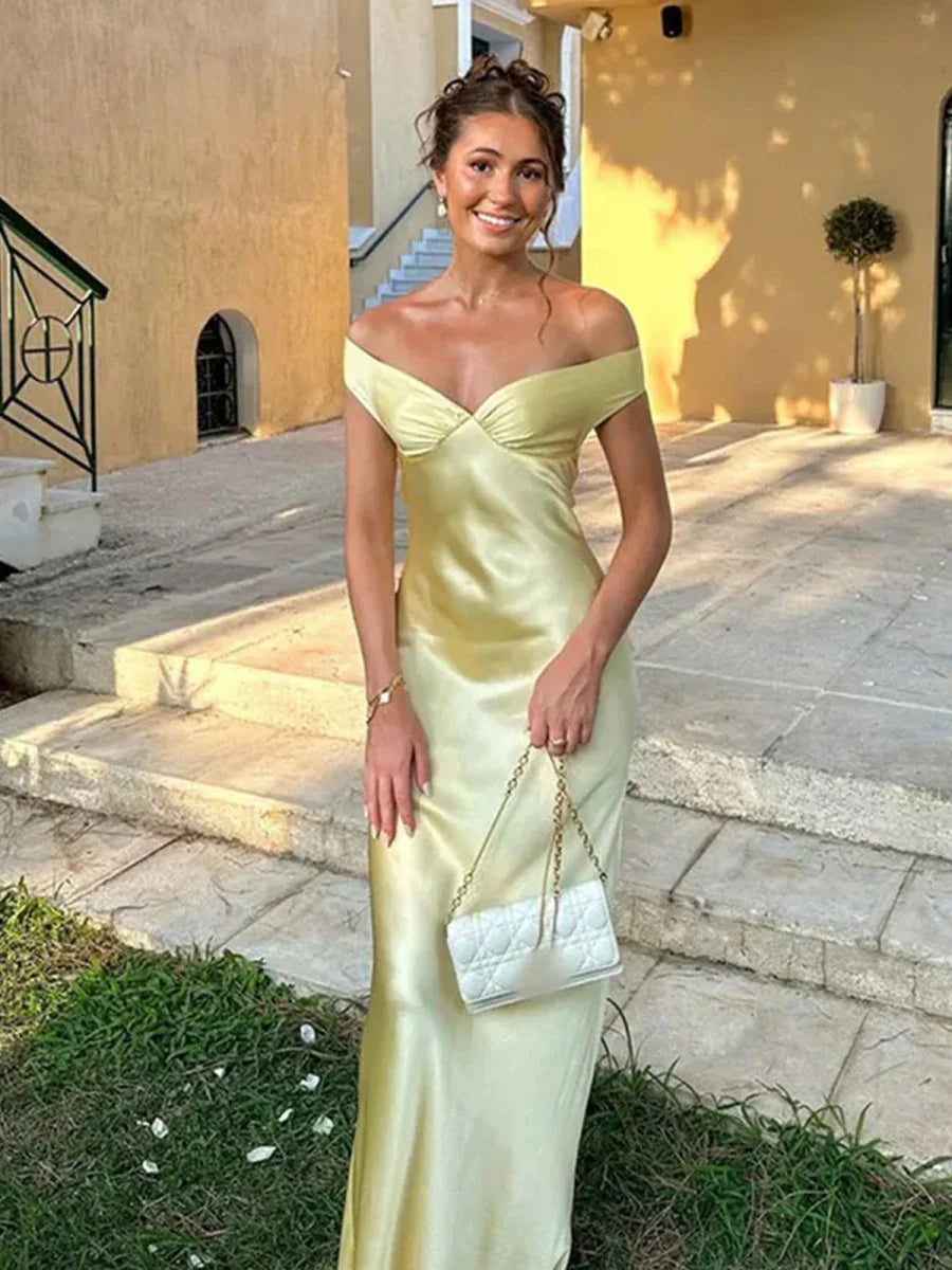 Aqua Off The Shoulder Sheath Satin Long  Unique Design Party Dress