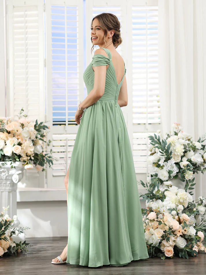 A-Line/Princess One-Shoulder Long Appropriate color matching Full of charm Evening Dresses