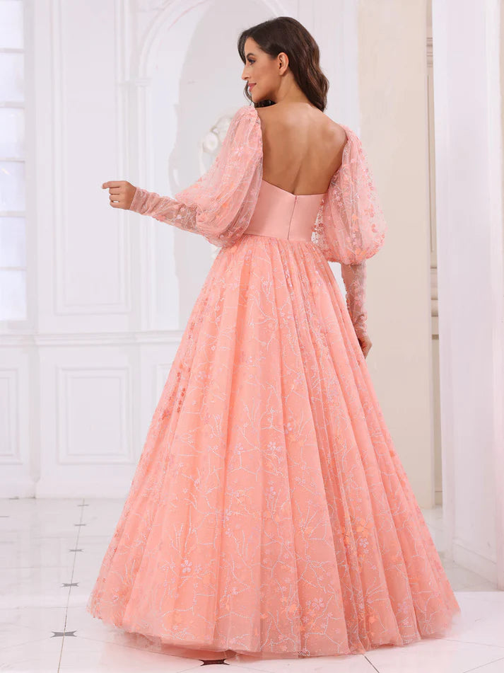 A-Line/Princess Sweetheart Long with Detachable Sleeves Evening Dresses